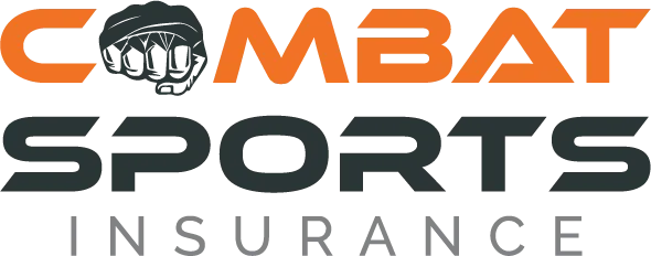 Combat Sports Insurance logo in orange, grey and white on a dark background