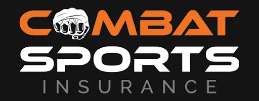 Combat Sports Insurance logo in orange, grey and white on a dark background